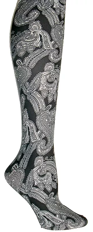 Black Paisley Tights-Large/Tall