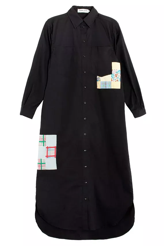 Black Patchwork Roadtrip Shirtdress