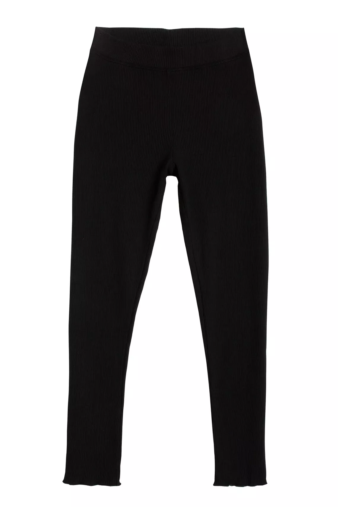 Black Ruffle Rib Leggings