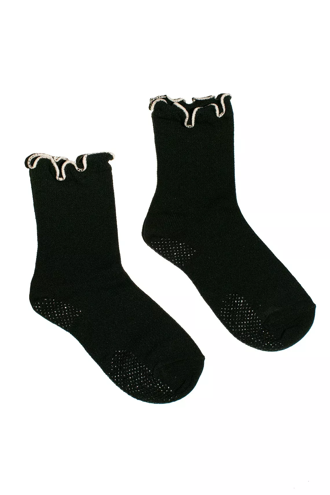 Black Thermal Ruffle Sport Crew