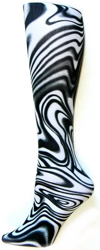 Black/White Swirl Tights-Large/Tall