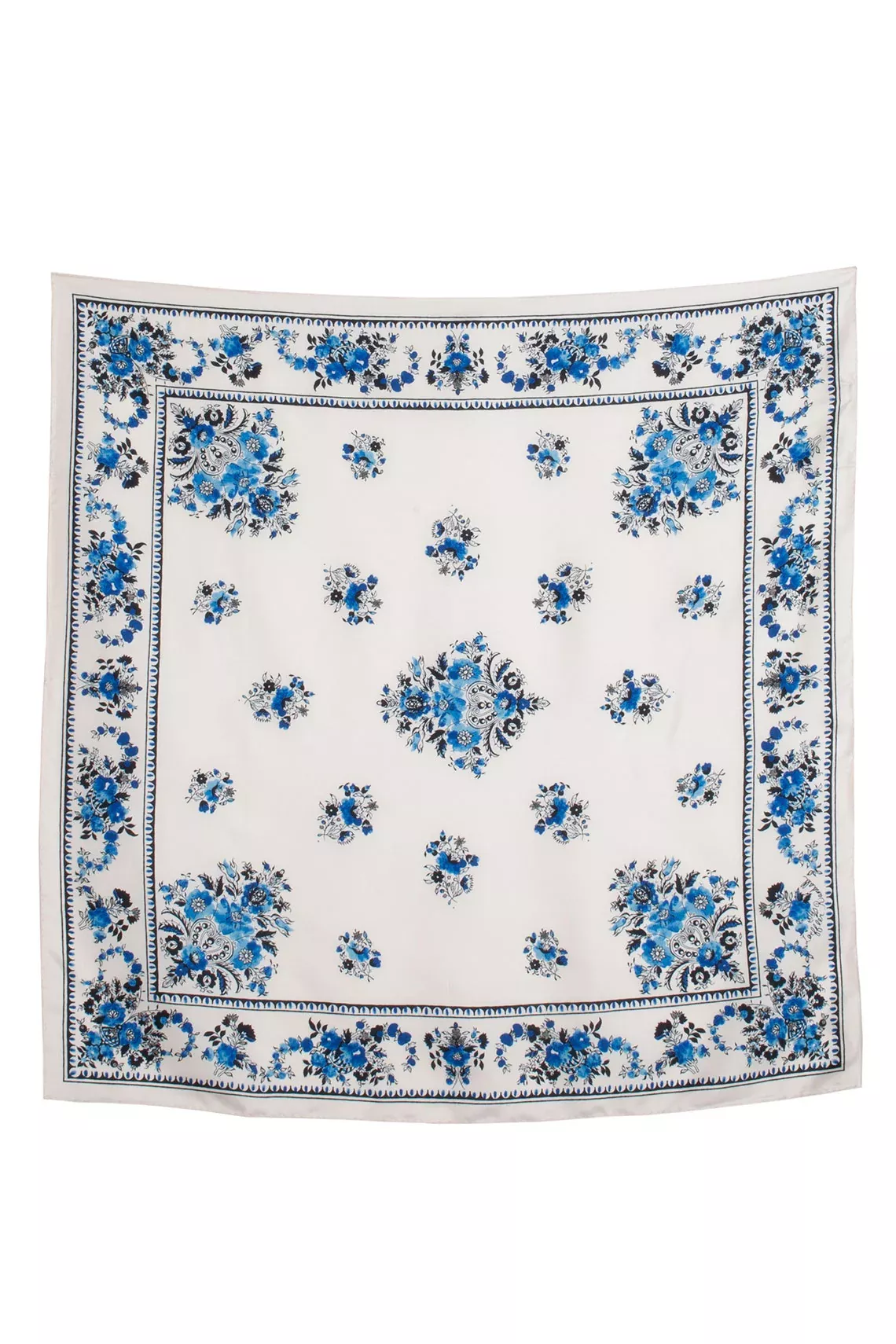 Blue & Cream Silk Beverly Scarf