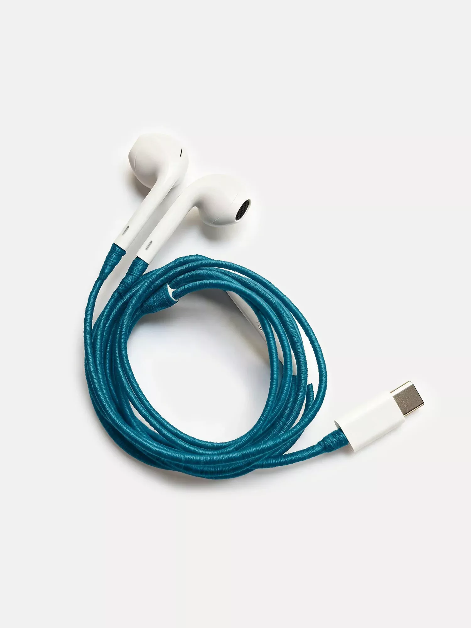 Blue Hand-Wrapped Earphones