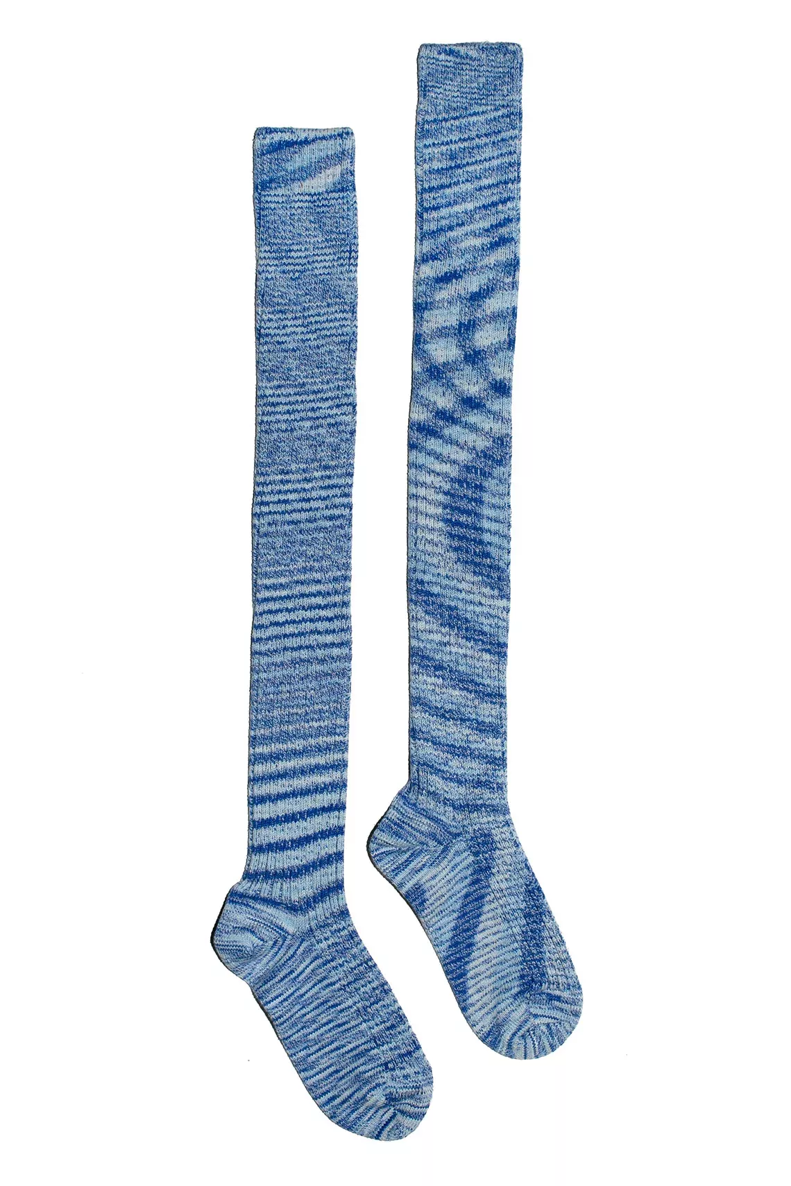 Blue Melange Twist Overknee Sock