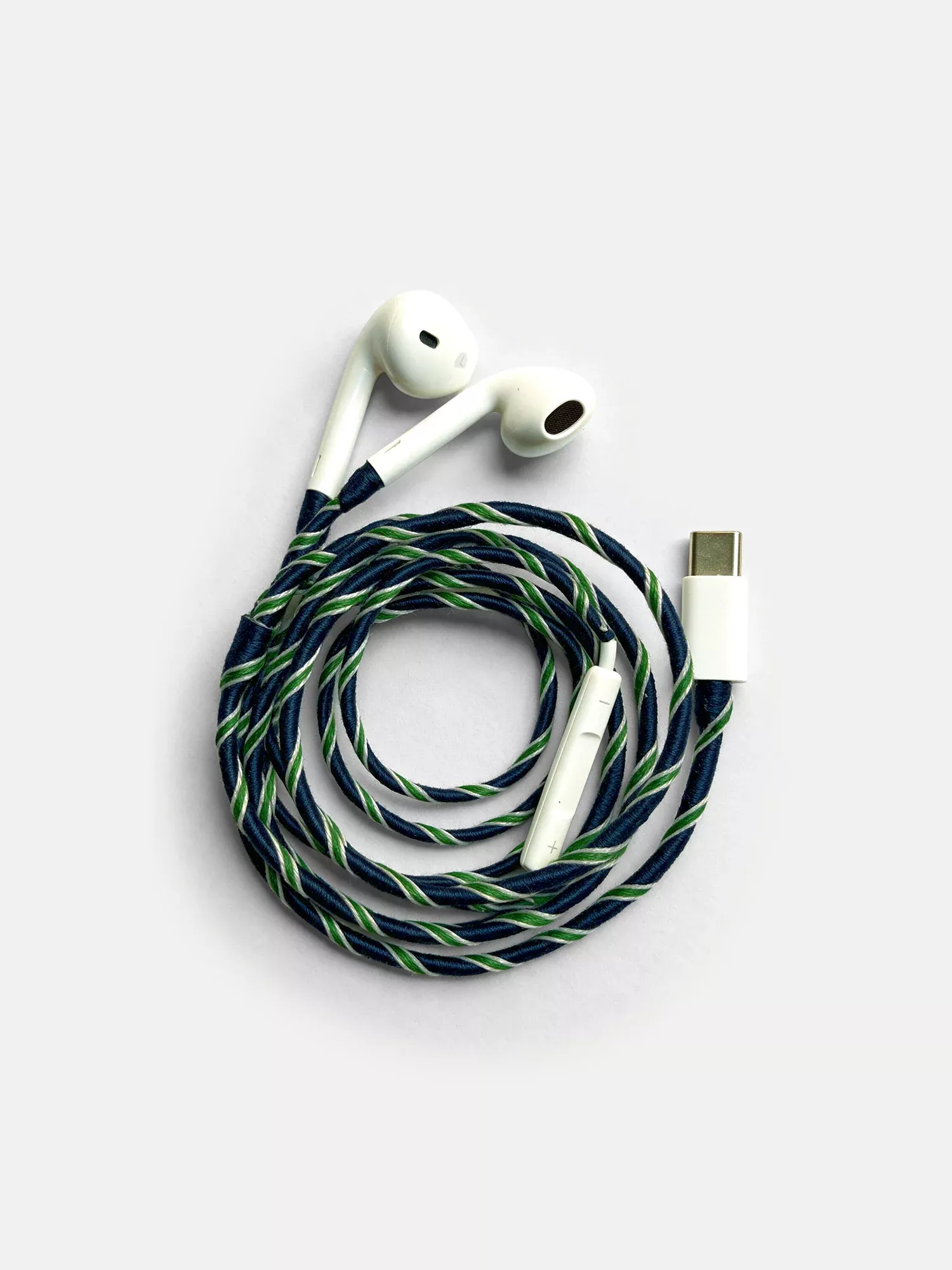Blue Twist Hand-Wrapped Earphones