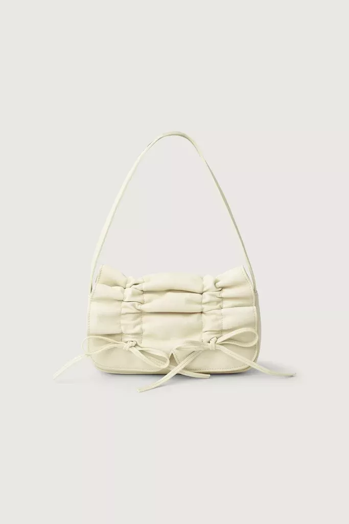 BOW-DETAILED RUCHED SHOULDER BAG