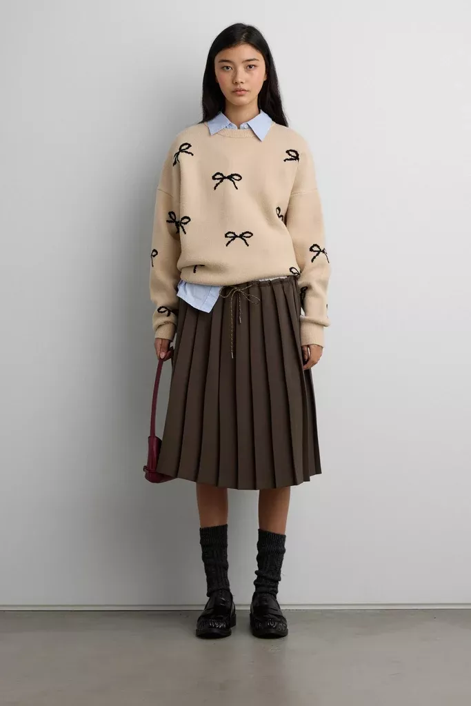 BOW JACQUARD KNIT SWEATER