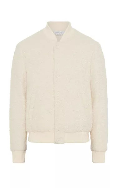 Brandon Bomber in Ivory Recycled Cashmere Boucle