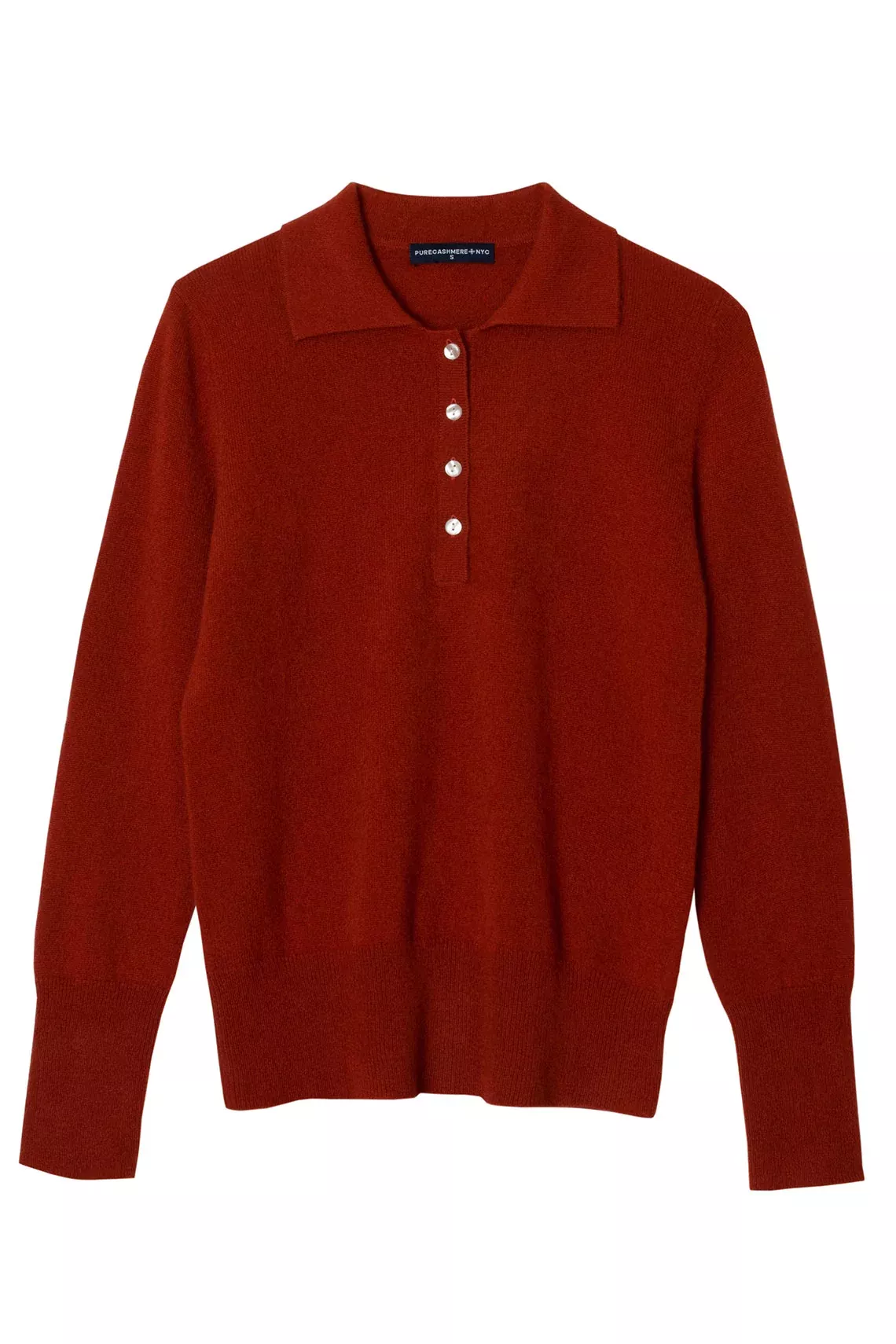 Brick Cashmere Polo Sweater
