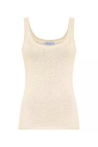 Brigid Knit Tank Top in Off White Cashmere