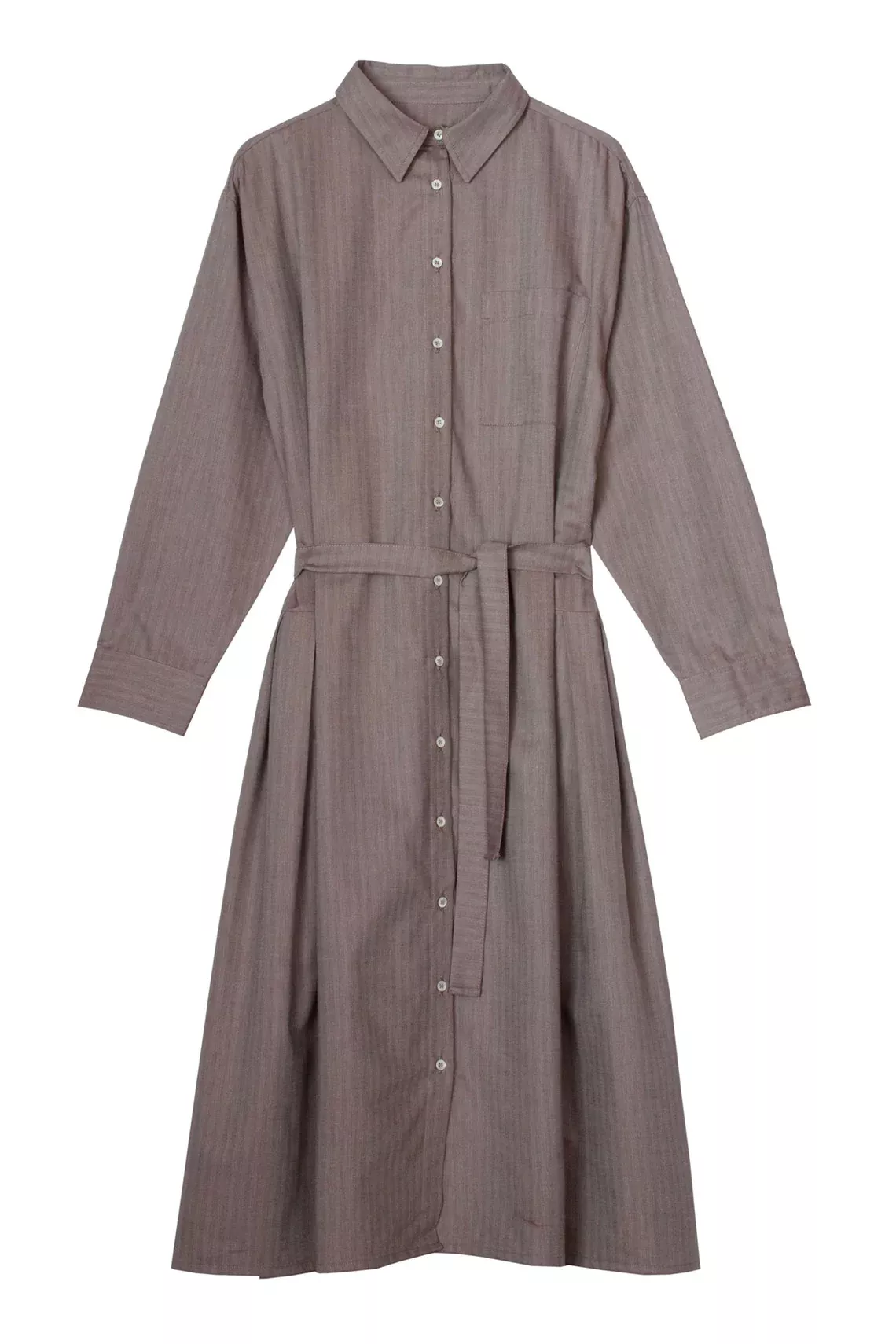 Brown Herringbone Elin Shirt Dress