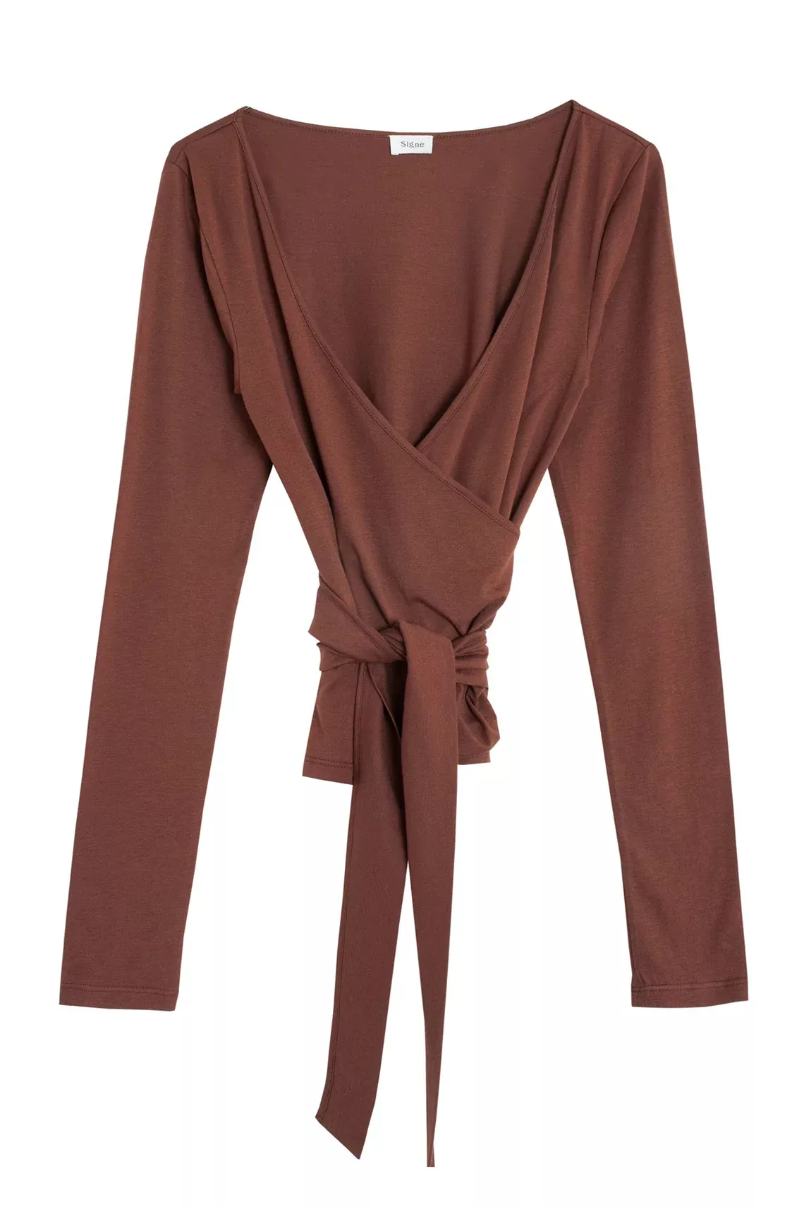 Brown Oia Wrap Top