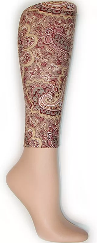 Brown Paisley Footless Tights-Large/Tall