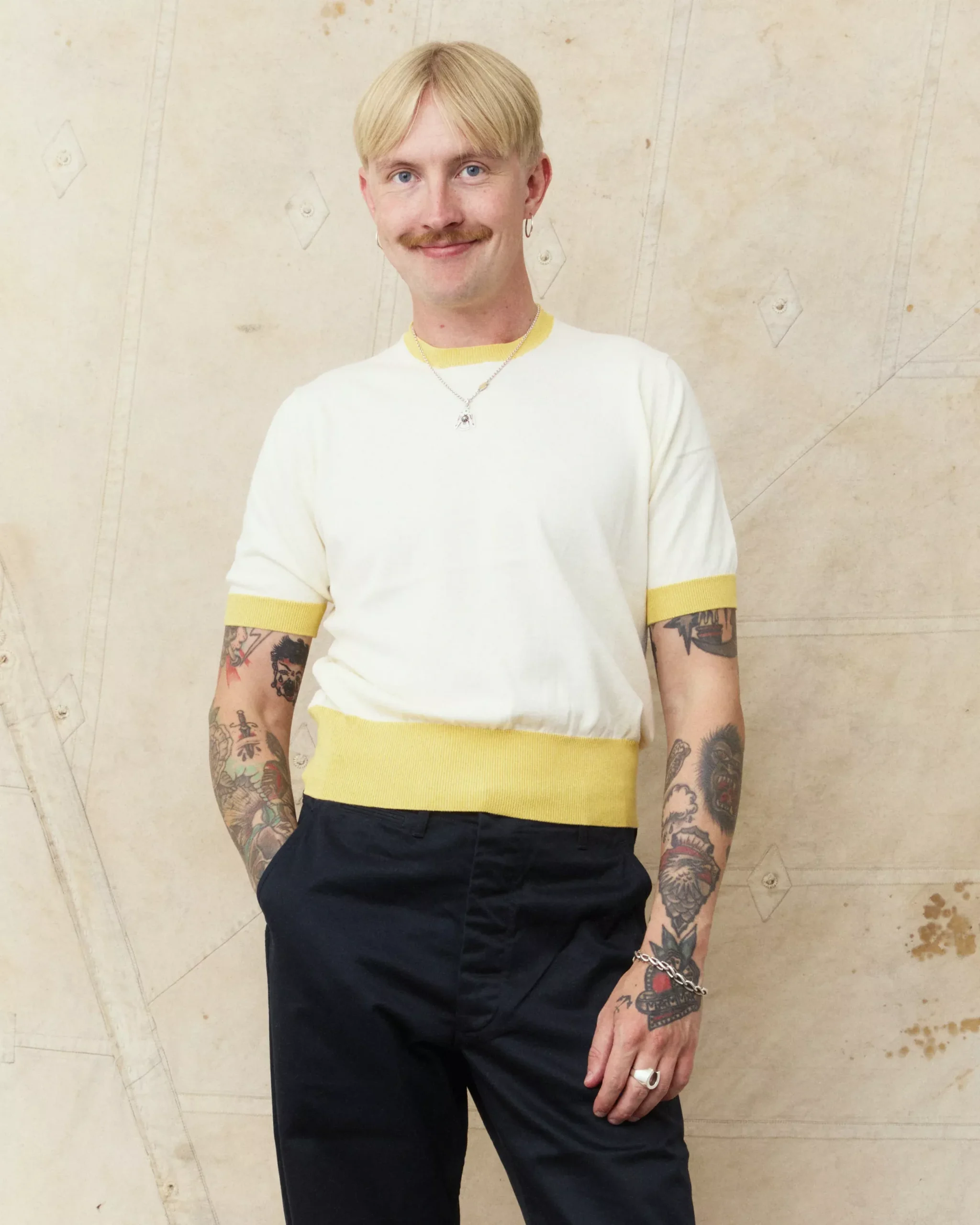 Bryceland's The Tailors Label ‘Skipper’ Tee Yellow/Cream