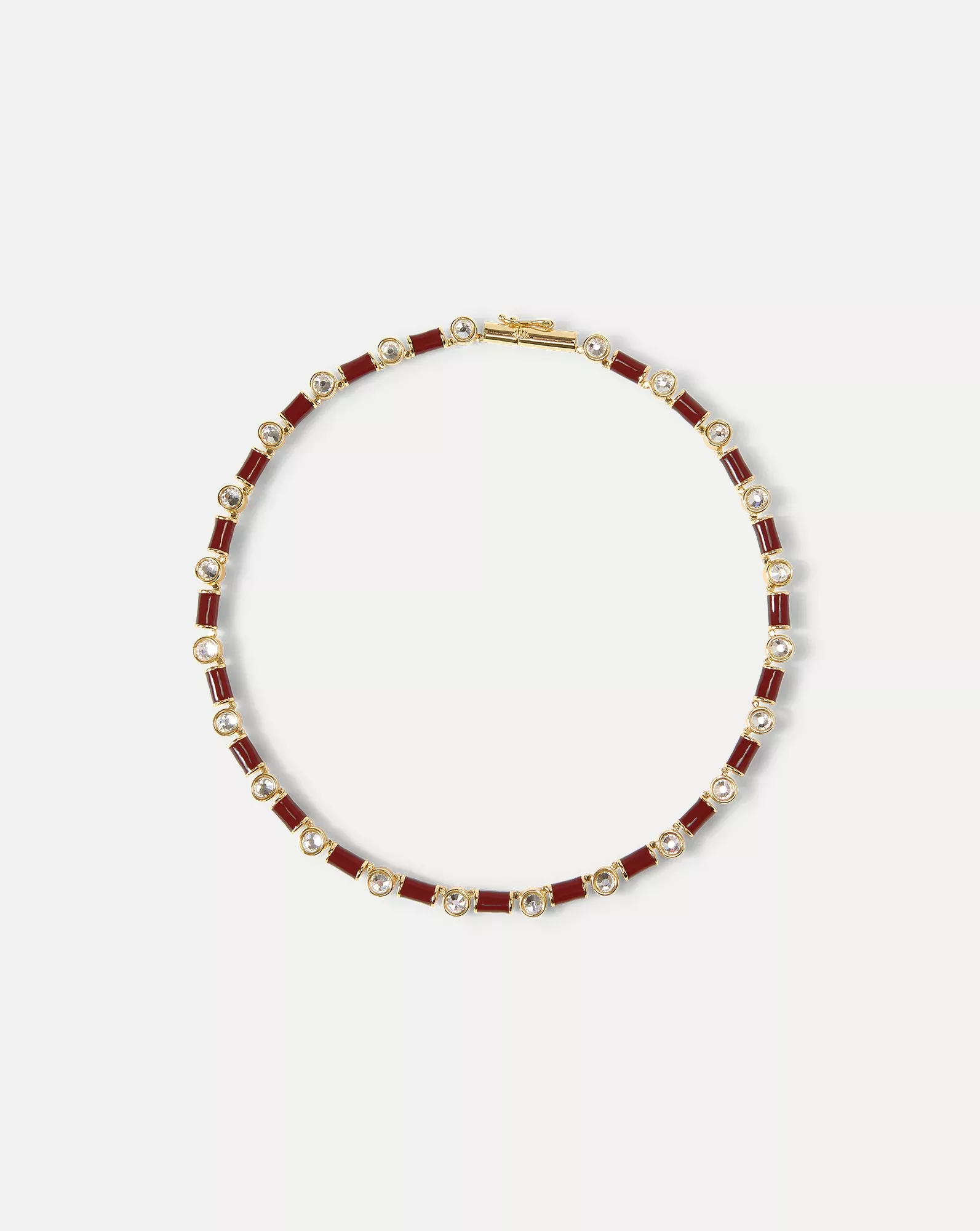 Burgundy Enamel and Crystal Barrel Necklace