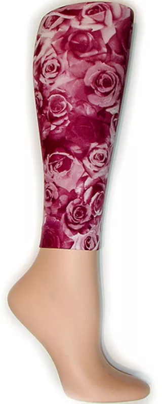 Burgundy Roses Footless Tights