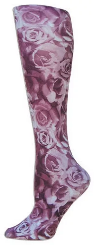 Burgundy Roses Tights-Large/Tall