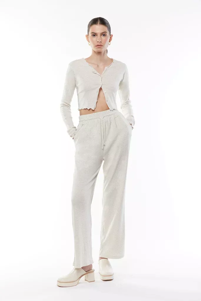 BUTTONED LONG SLEEVE AND STRAIGHT LEG PANT SET