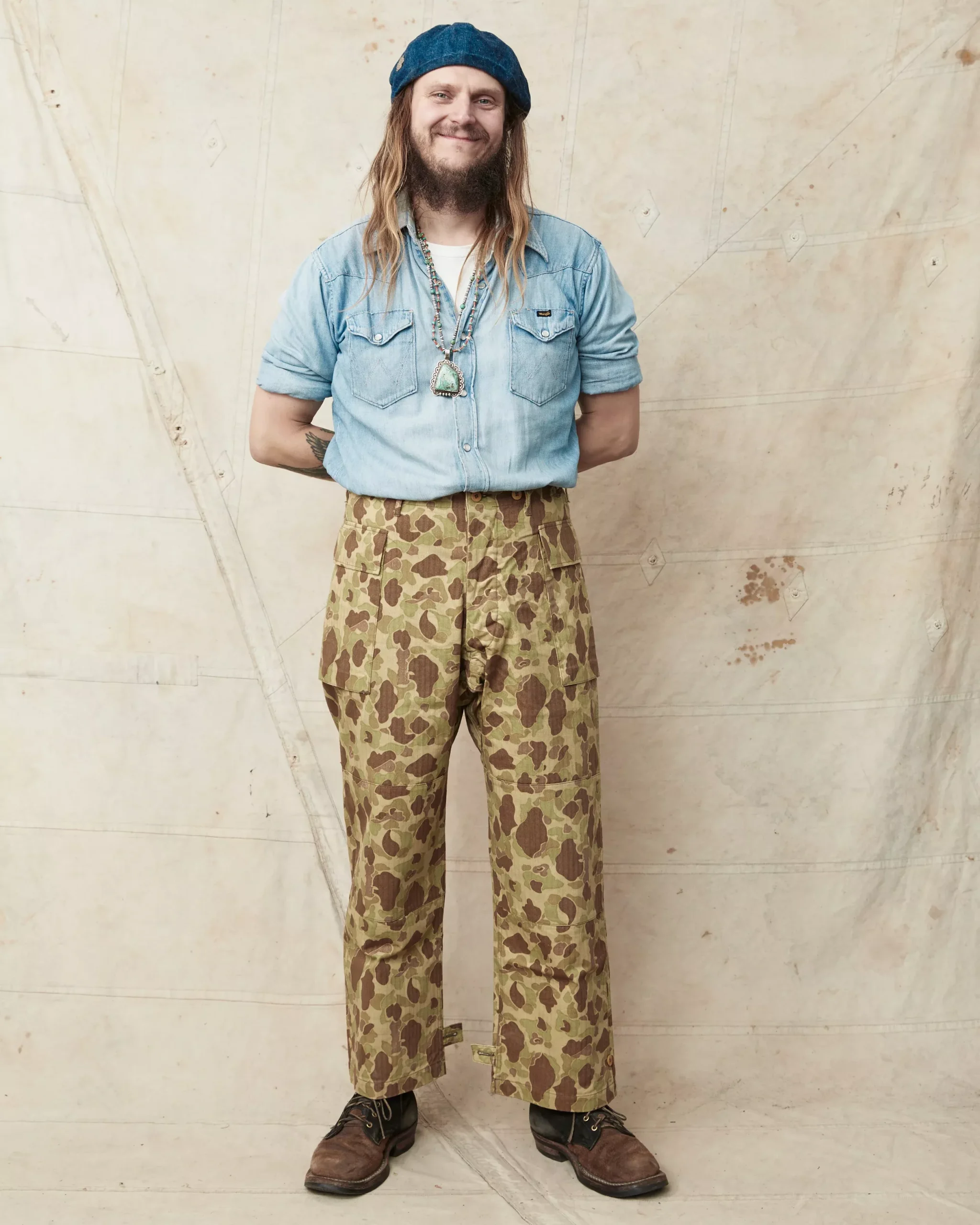 Buzz Rickson's BR42585 Trousers Herringbone Twill Frog Skin Camo