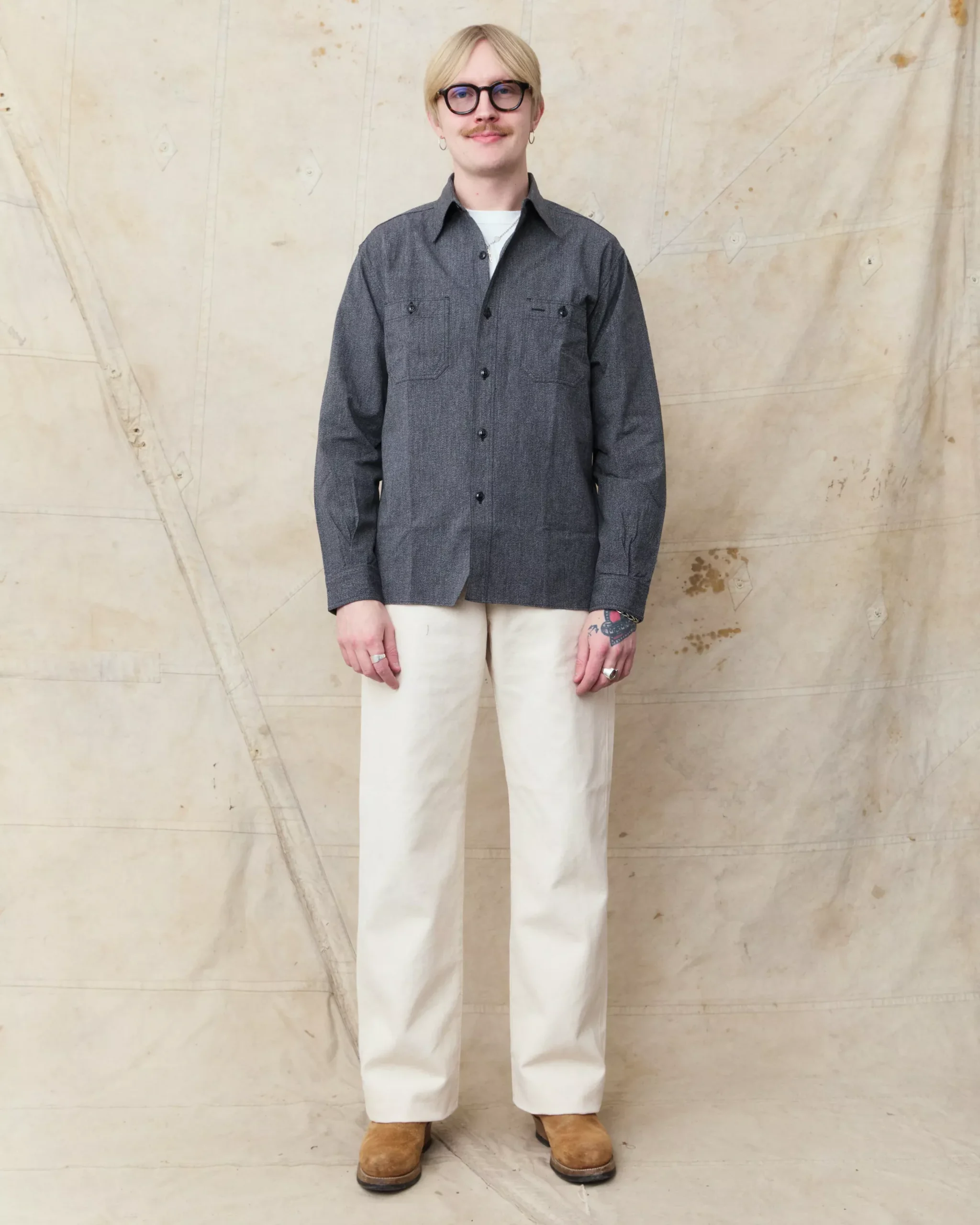 Buzz Rickson's Cotton Covert Work Shirt Black BR26082
