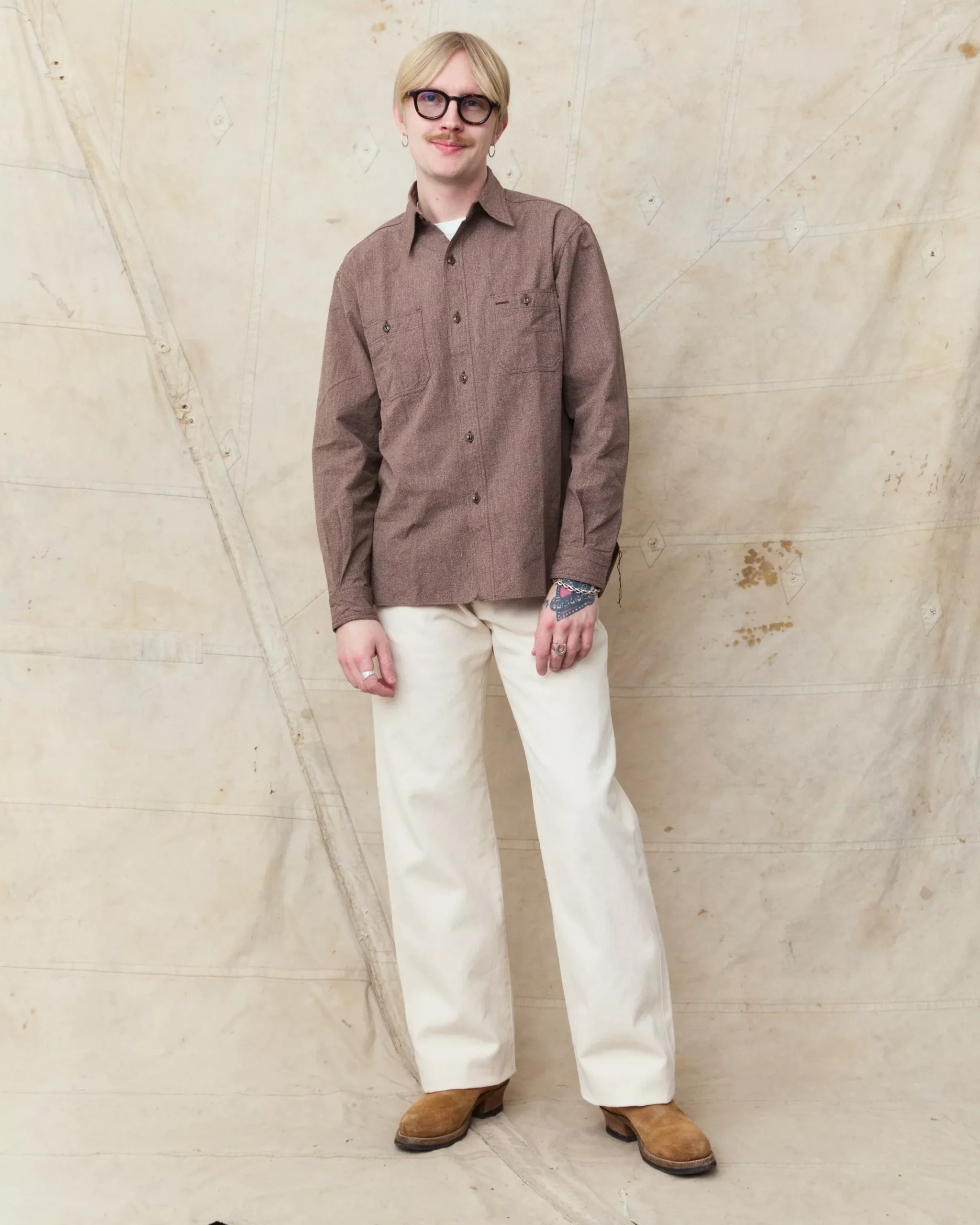 Buzz Rickson's Cotton Covert Work Shirt Brown BR26082