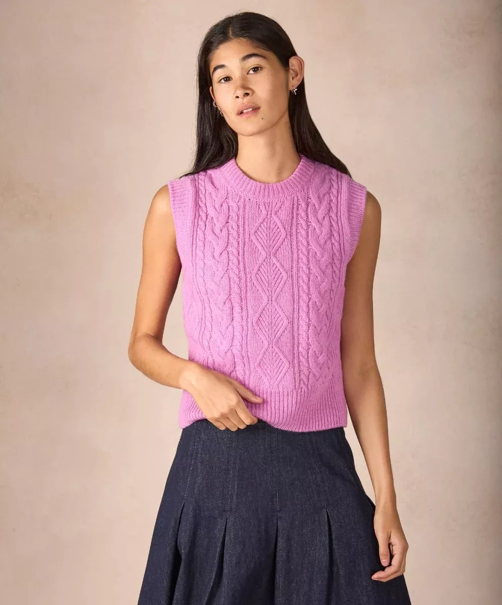 Callie Cable Vest Heather