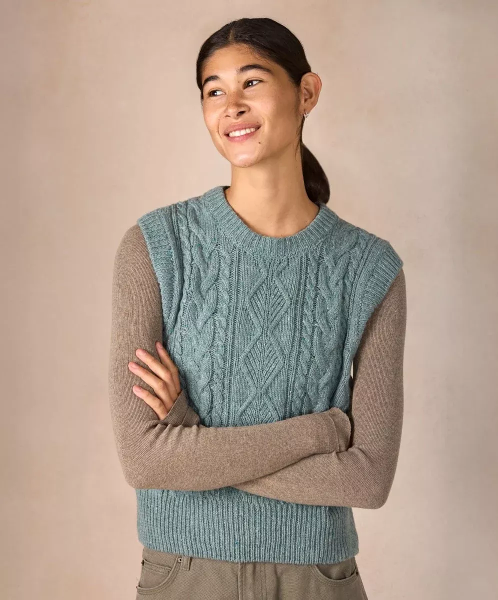 Callie Cable Vest Ocean Mist
