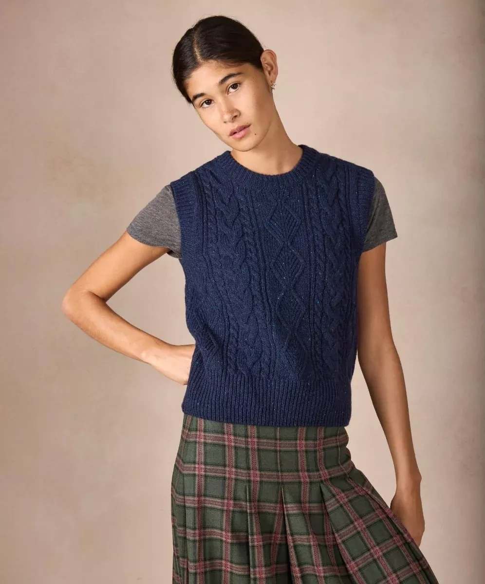Callie Cable Vest Rich Navy