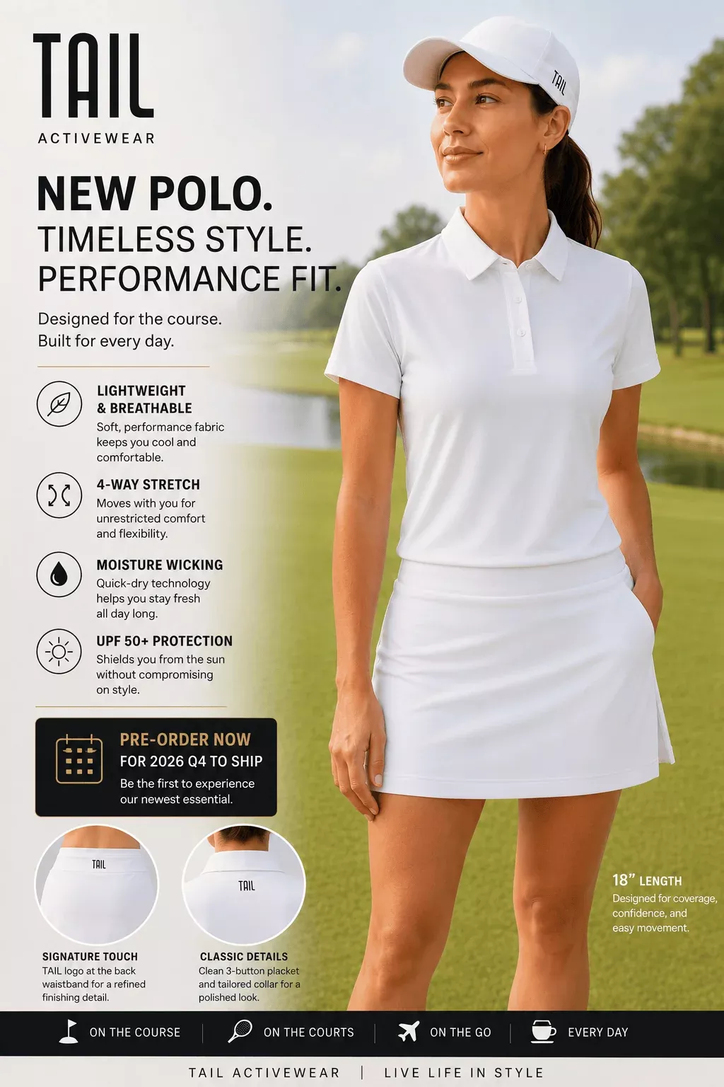 Cannes 18" Skort – Riviera Blanc (Pre-Order)