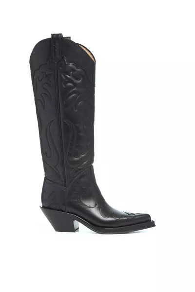 Capitana Cowboy Boot in Black Leather