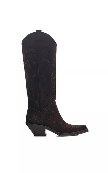 Capitana Cowboy Boot in Dark Chocolate Suede