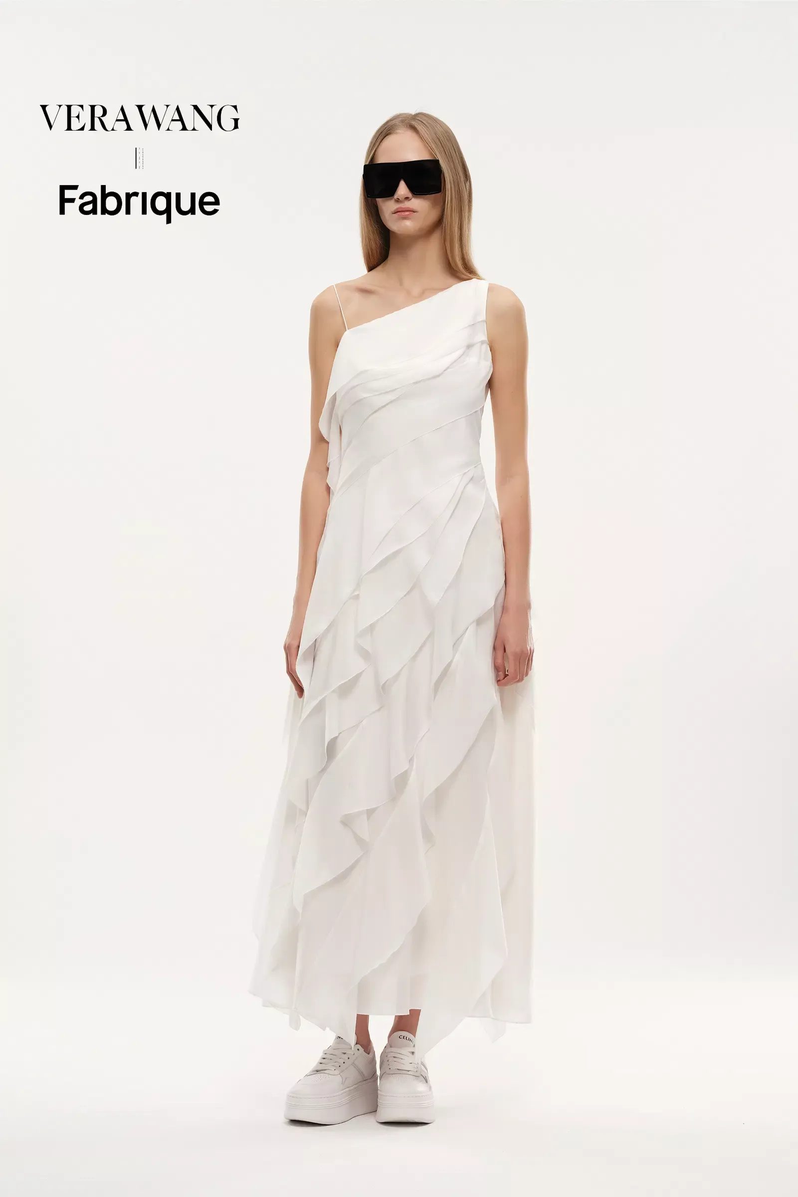 Cascade Ruffled Tie-Front One Shoulder Dress in Mulberry Silk