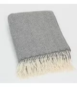Cashmere and Wool Throw Grey Herringbone 1474