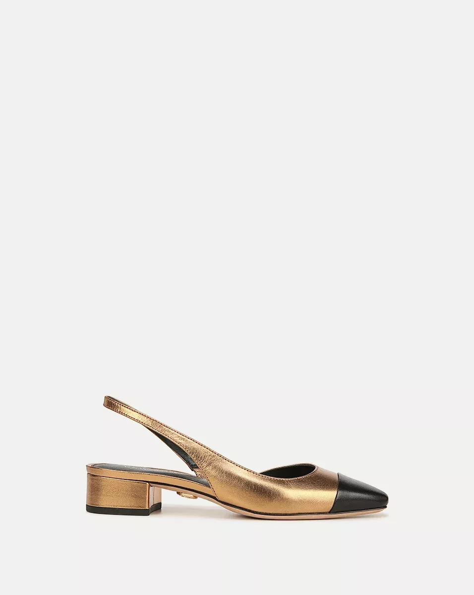Cecile Leather Cap-Toe Slingback