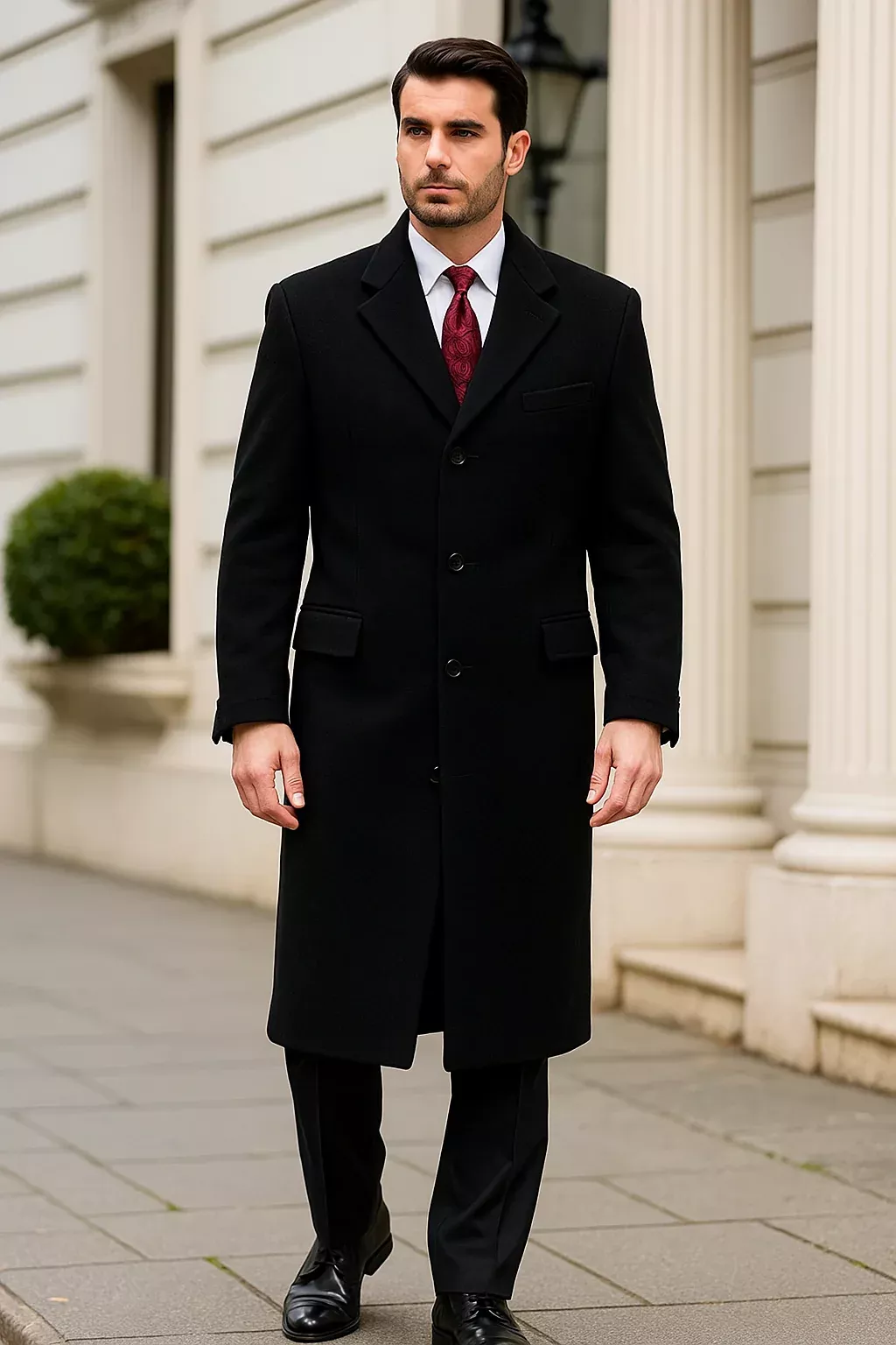 Chesterfield Wool & Cashmere Full Length Black