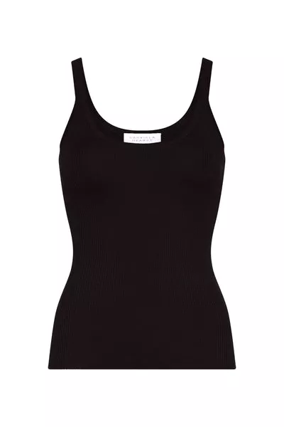 Cinxia Knit Tank Top in Black Cashmere Silk