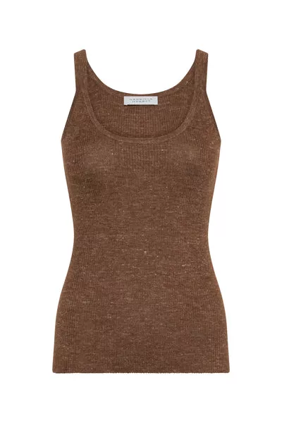 Cinxia Knit Tank Top in Chestnut Cahmere Silk with Hemp