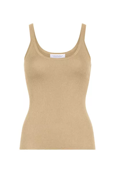 Cinxia Knit Tank Top in Hay Cashmere Silk