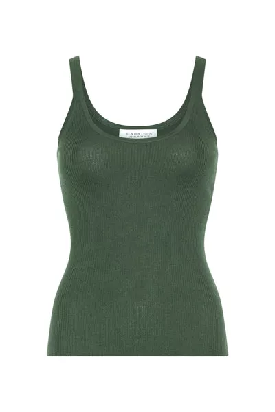 Cinxia Knit Tank Top in Olive Cashmere Silk