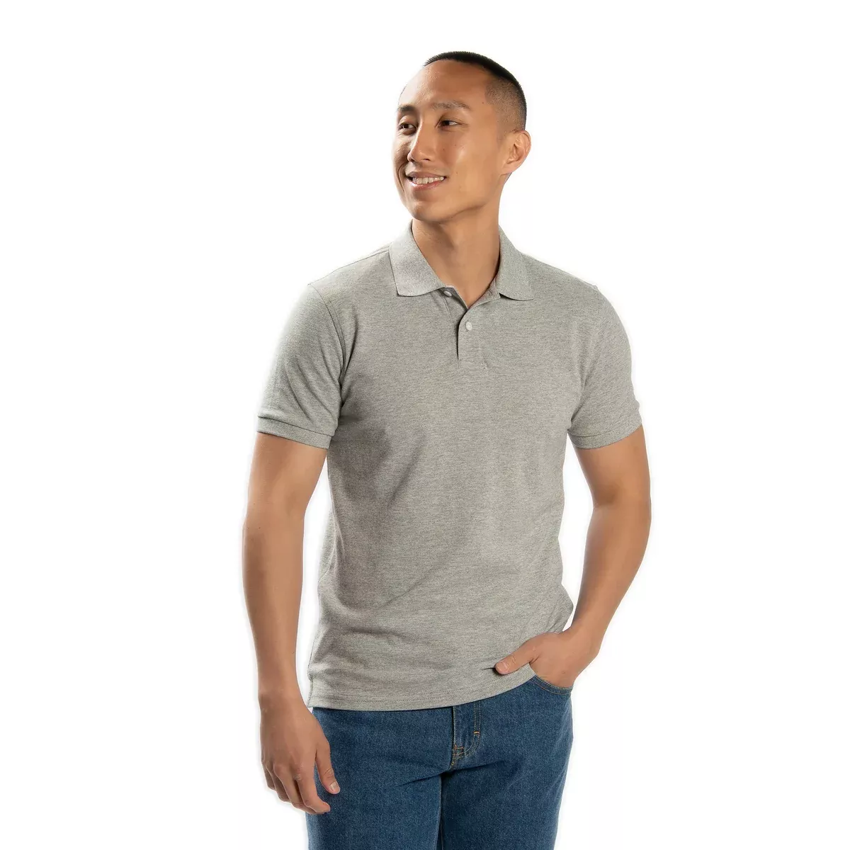 Classic Polo Shirt - Heather Grey