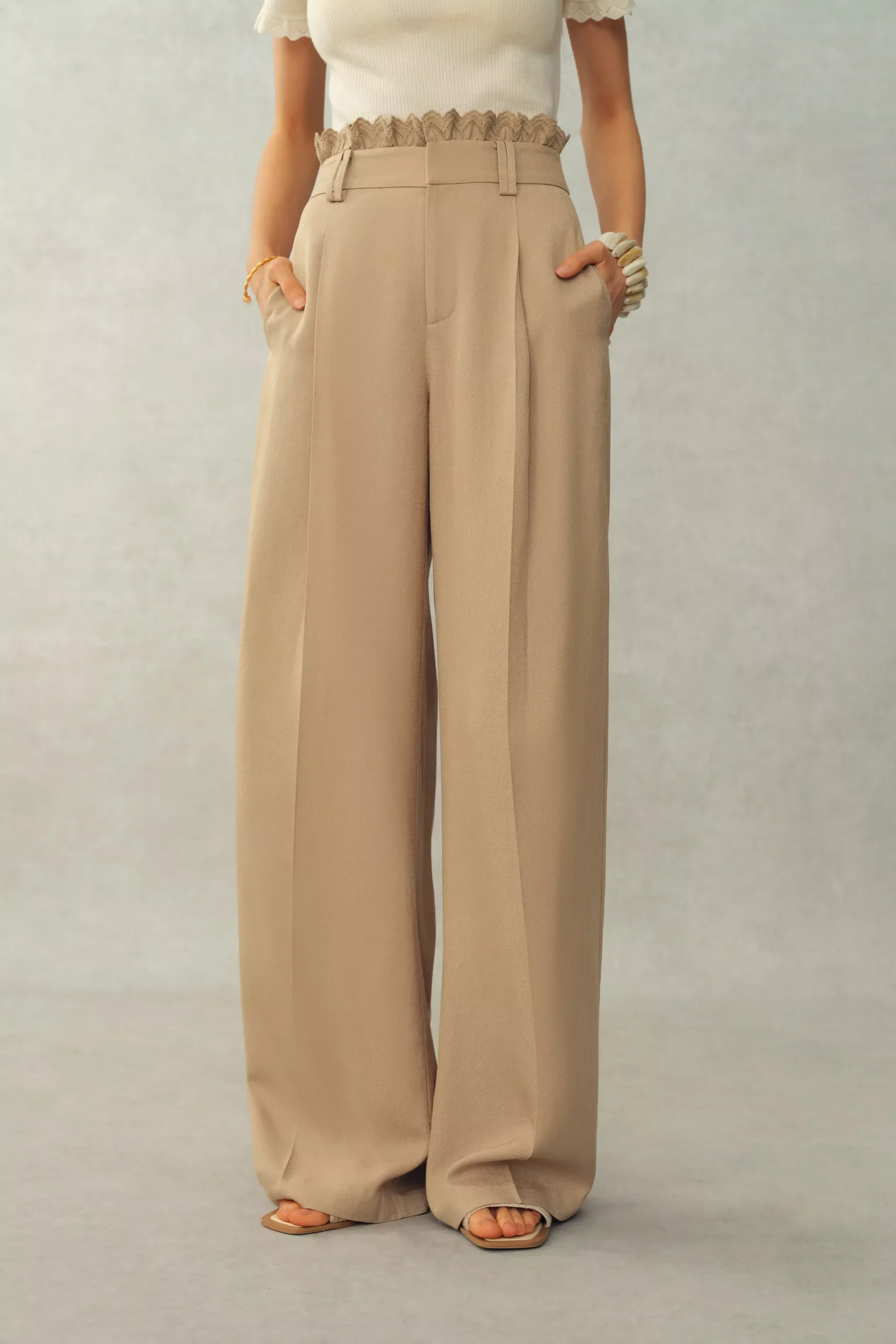 Clemence Lace Waist Pants in Premium Acetate