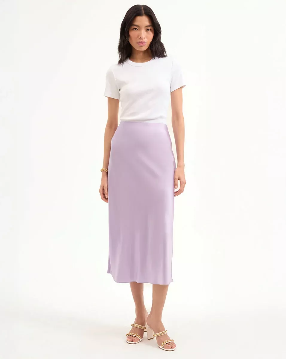 Clover Stretch-Silk Slip Skirt