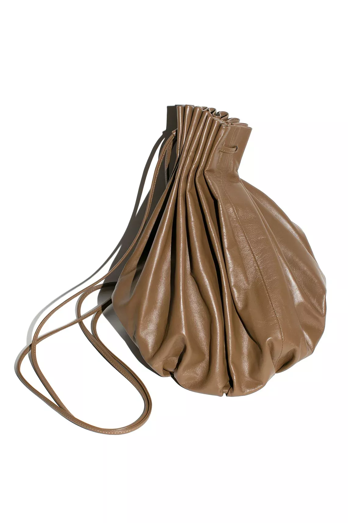 Cocoa Pleated Balloon Crossbody