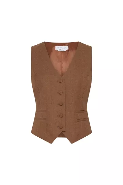 Coleridge Vest in Chestnut Wool Silk