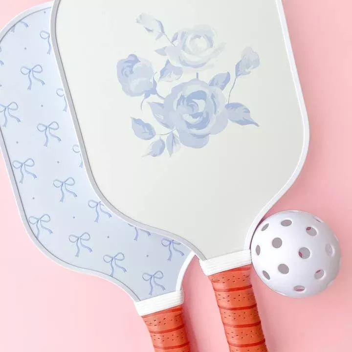 Coquette Blue Rose & Bow Double-Sided Pickleball Paddle