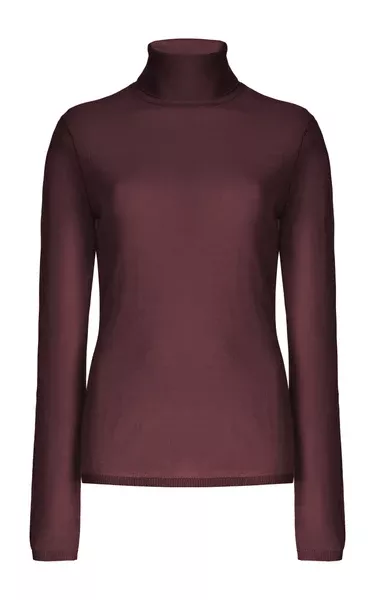 Costa Knit Turtleneck in Deep Bordeaux Cashmere Silk