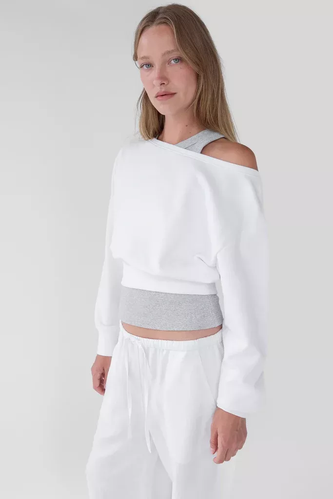 COTTON FRENCH TERRY CROPPED SWEATSHIRT