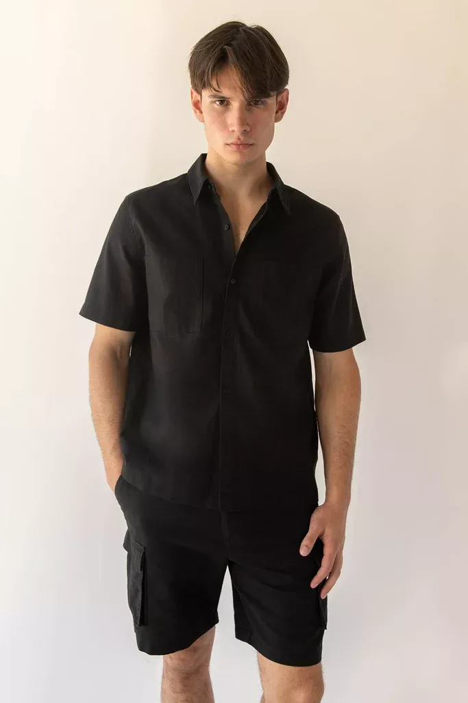 COTTON LINEN CARGO SHORT