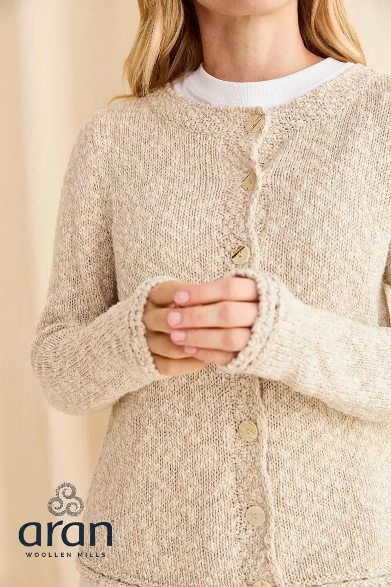 Cotton Linen Round Neck Cardigan