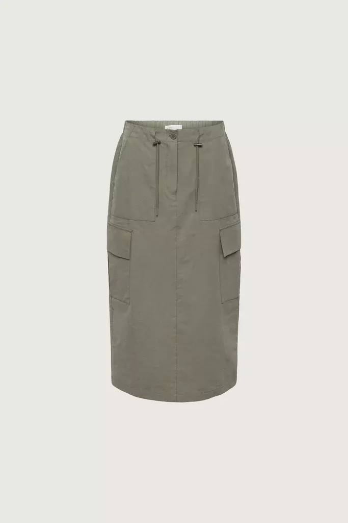 COTTON NYLON MIDI CARGO SKIRT